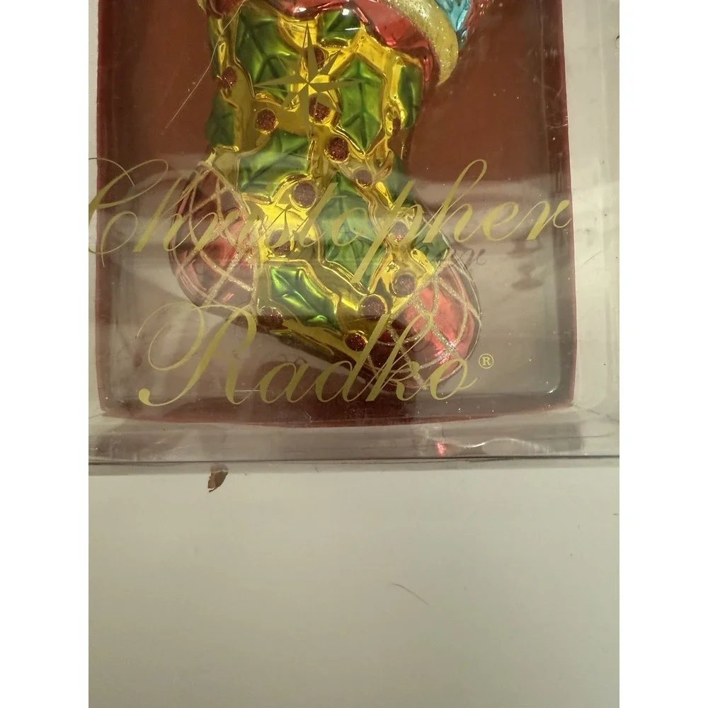 Vintage Christopher Radko 2004 ‎ Santa Claus in Stocking Trinket Candy Dish NIB